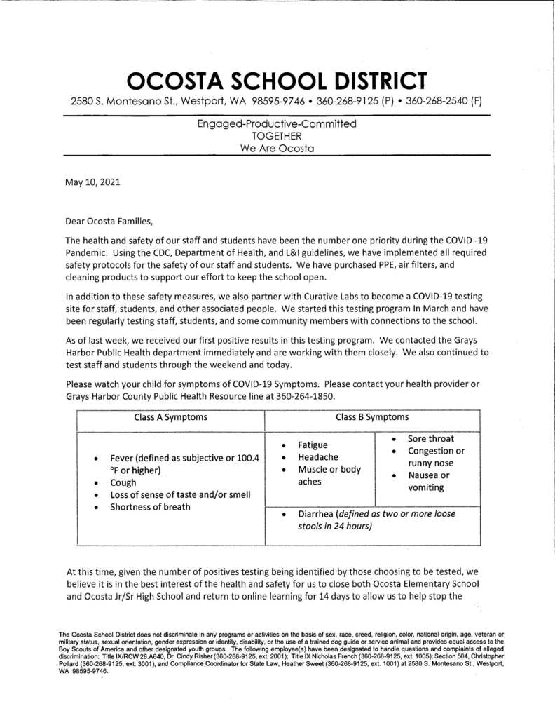 School Closure Notice 05-10-21
