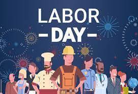 The words Labor Day and a people