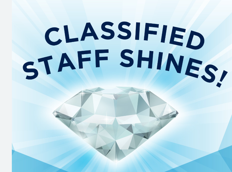 diamond with the text Classified Staff Shines